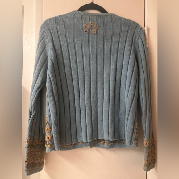 Reference point Petites PS long sleeve blue button up sweater w/ embroidery - Picture 3 of 3